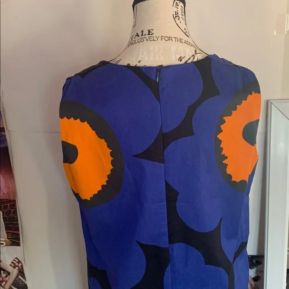 Marimekko Blue and Orange Floral Midi Dress - Picture 7 of 14